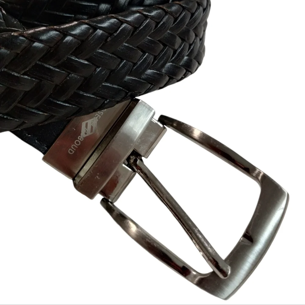 Joseph Abbound Reversible Black/Brown Leather Woven Belt Boys 26 Casual‎ Church